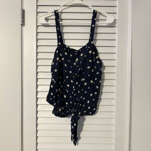 Madewell Navy Top with Yellow Flowers - Size M